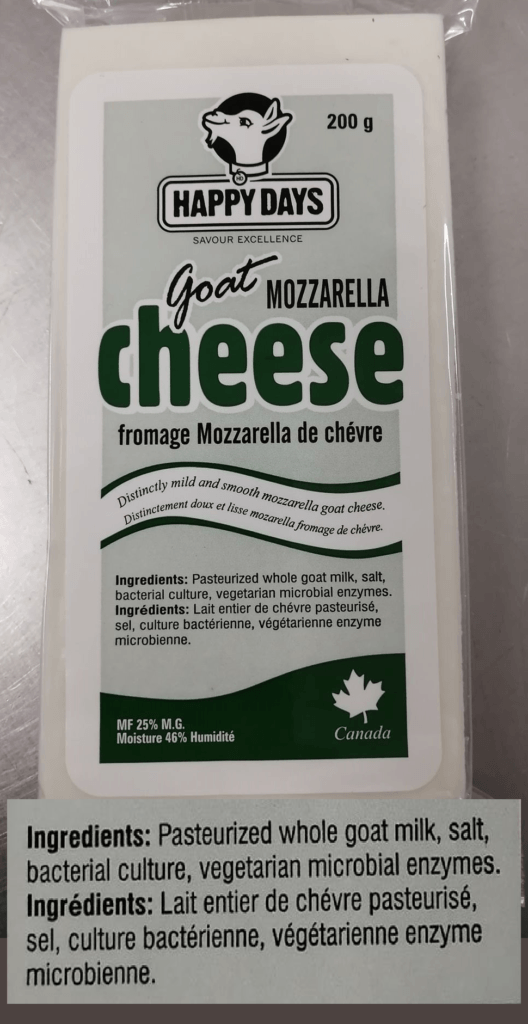 Ingredients in cheese - Ingredients list on a Canadian label