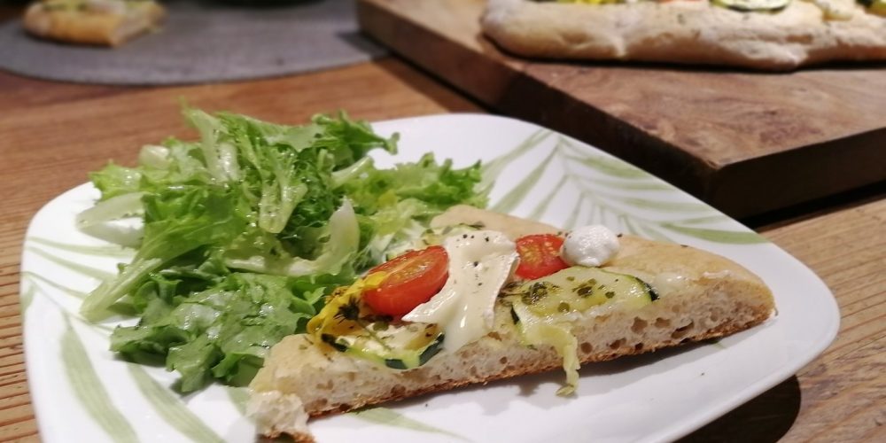 Zucchini Focaccia with Brie and Chevre - The Cheese Shark